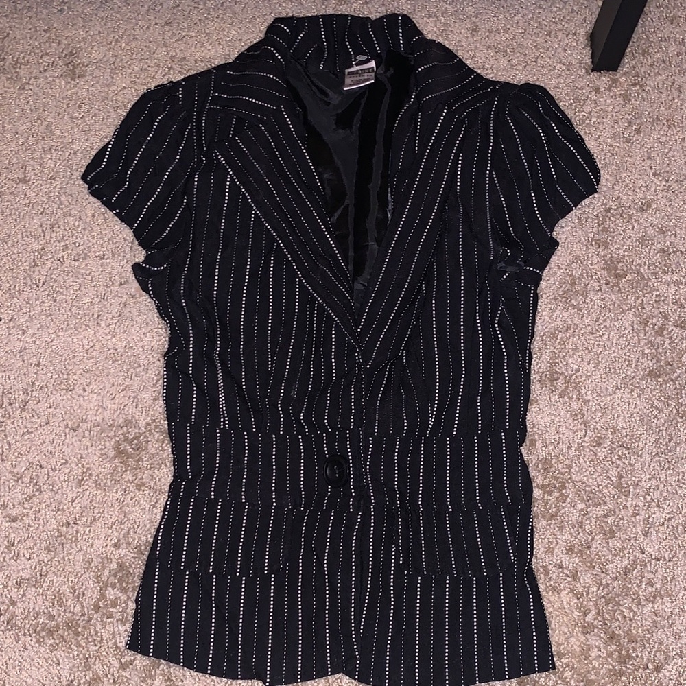 CELINE by Champion Black and White Striped Vest